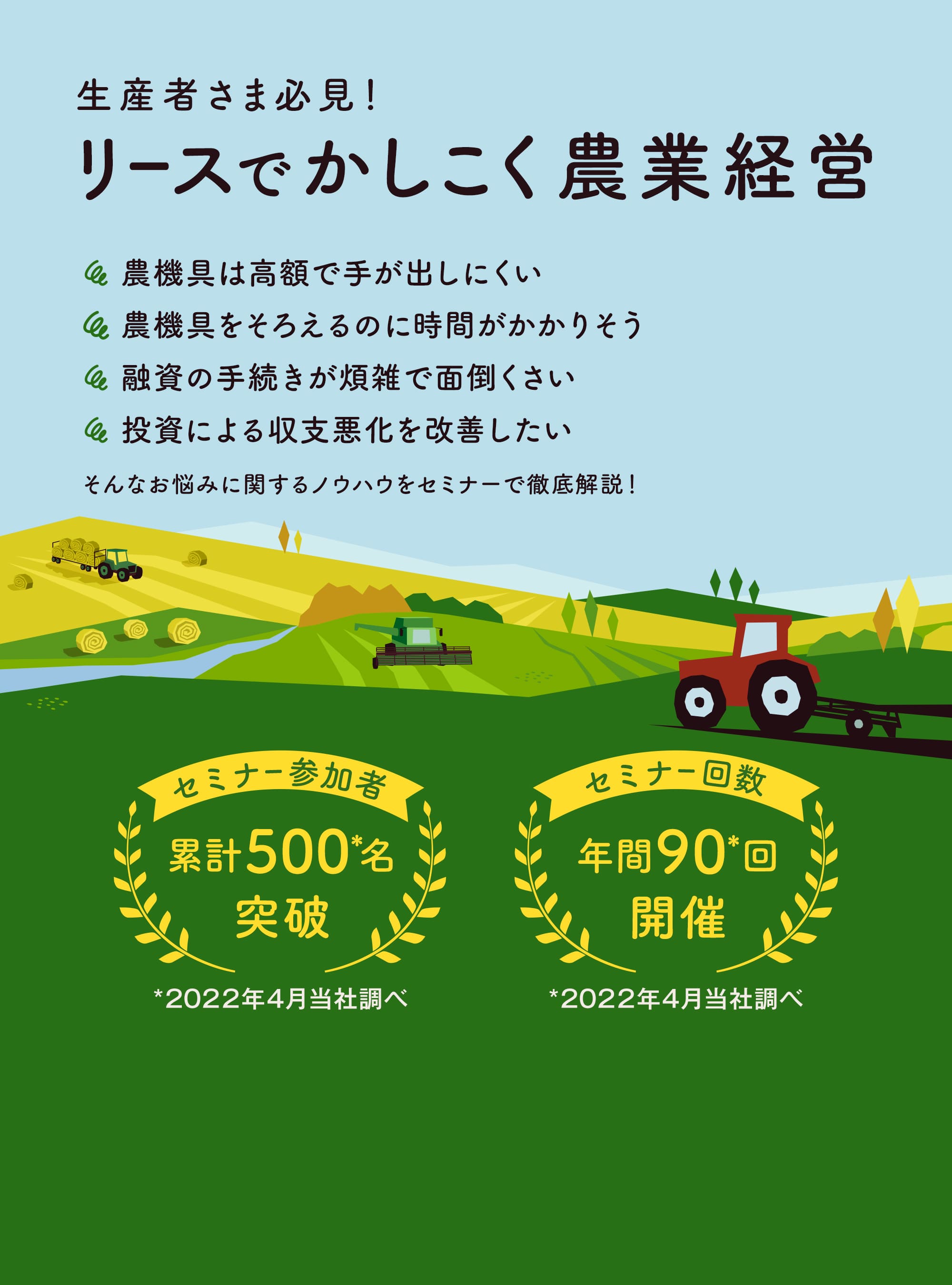 生産者さま必見！ リースでかしこく農業経営